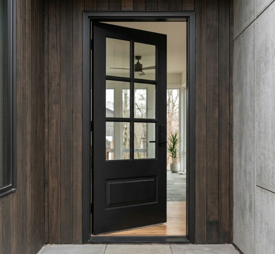 Двери с окном из массива